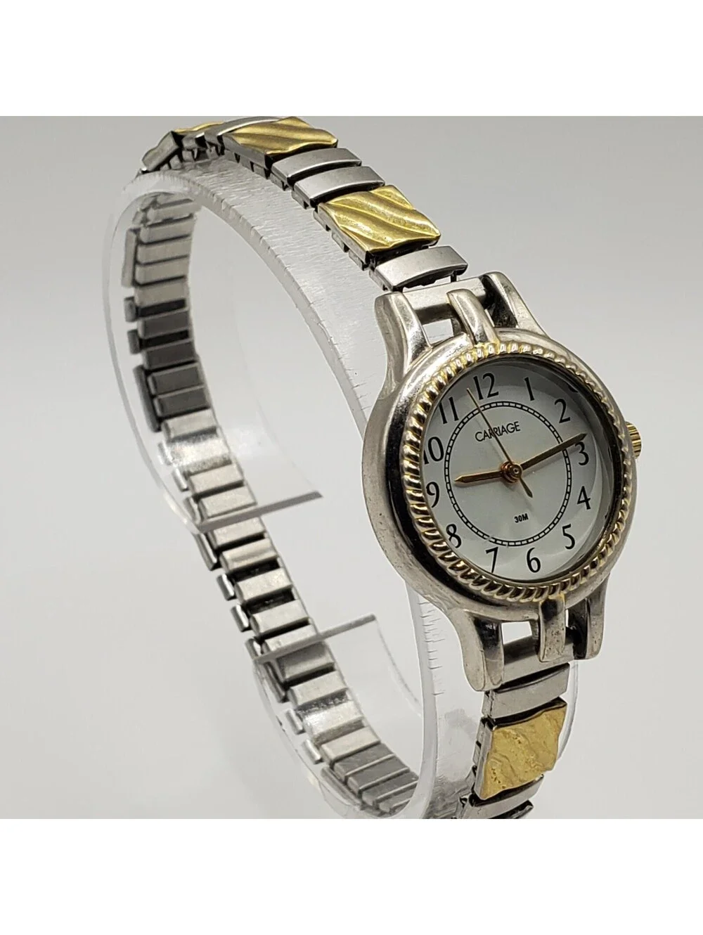 Timex Carriage Womens Watch 22mm Two-Tone Stretch Band New Battery